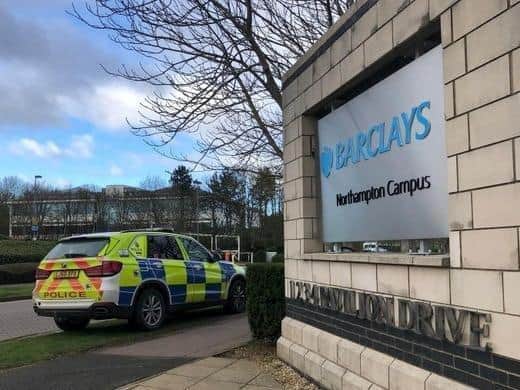 Climate change campaigners hit Barclays' Northampton Campus in February 2020.