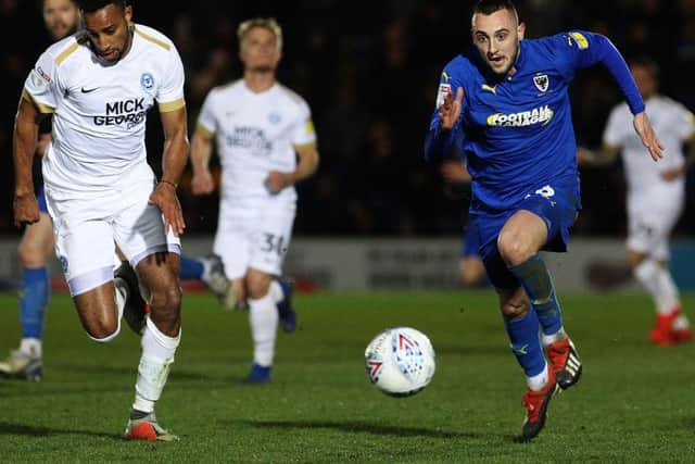 Dylan Connolly in action for AFC Wimbledon.