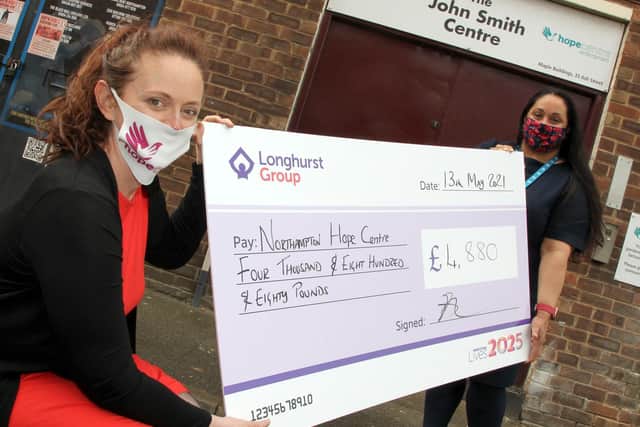 Longhurst Group presenting their donation to the Northampton Hope Centre.