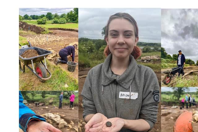 Briony English and some of the finds from the Chester House Estate dig