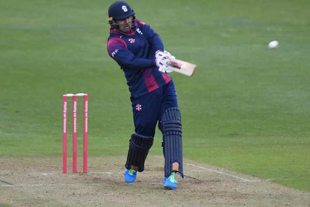 Mohammad Nabi hits out during the Steelbacks' loss to Leicestershire Foxes last weekend