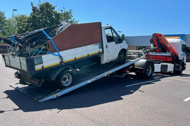 Checks on this truck revealed two dodgy tyres and an uninsured driver