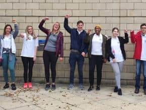 HCR Hewitsons walkers, including joint head of the Northampton office
Dominic Hopkins (second left) celebrate completing the Northampton Legal Walk 2021.