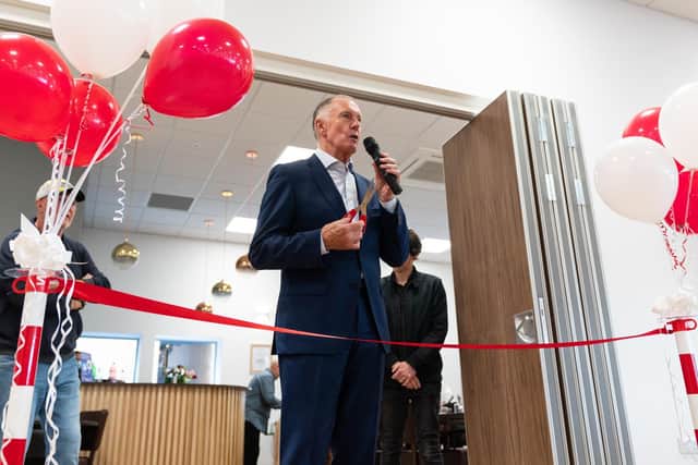 World Cup hero Sir Geoff Hurst was on hand to help Brackley Town open their new clubhouse last weekend. Pictures by Richard Tymon