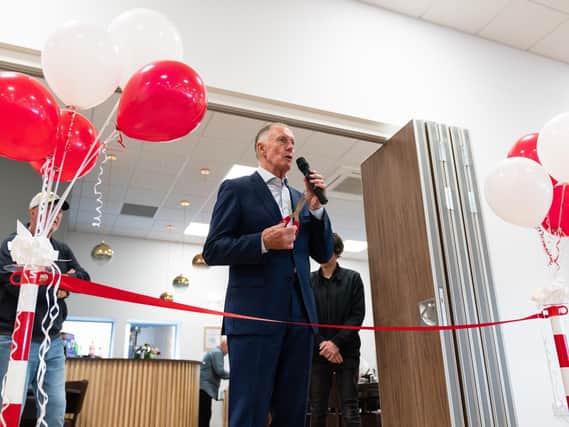 World Cup hero Sir Geoff Hurst was on hand to help Brackley Town open their new clubhouse last weekend. Pictures by Richard Tymon