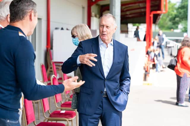 Saints boss Kevin Wilkin was able to catch a word with the World Cup legend