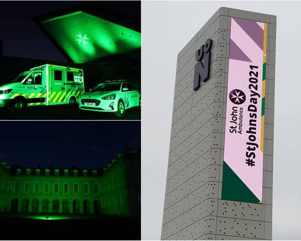 Buildings across Northamptonshire lit up green in support of St John Ambulance.