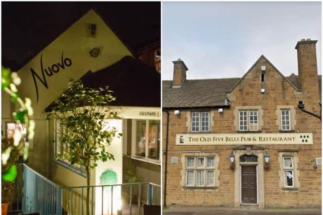 Nuovo restaurant on Abington Street and The Old Five Bells pub on Harborough Road, Northampton. Left photo: Google