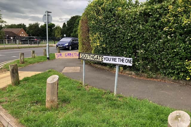 The altered Southgate Drive sign.