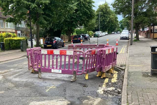Water is seeping from the surface on Kettering Road
