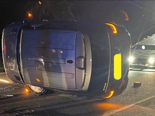 The Land Rover overturned and collided with five other vehicles in New Duston