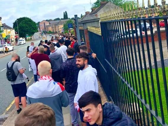 Queues outside the Barratts yesterday. Photo: Harriet Quinn