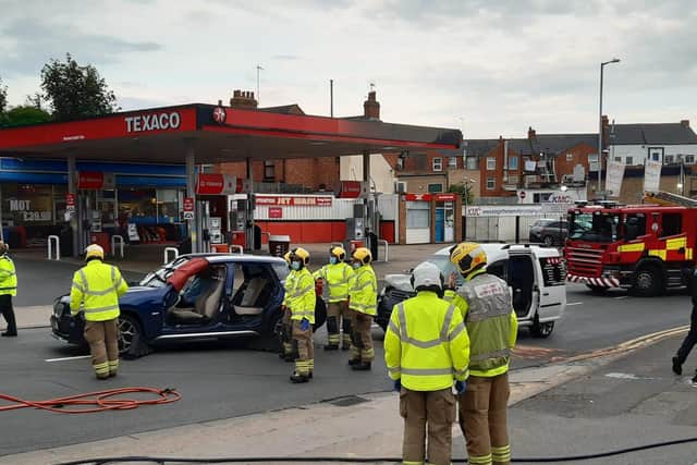 The collision took place next to the Texaco garage on the Welford Road in Kingsthorpe.