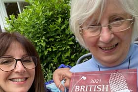 Penny Bell with her mum Rosemary and their podcast award.