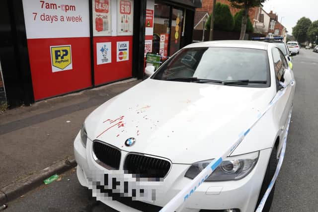 Blood was on nearby cars