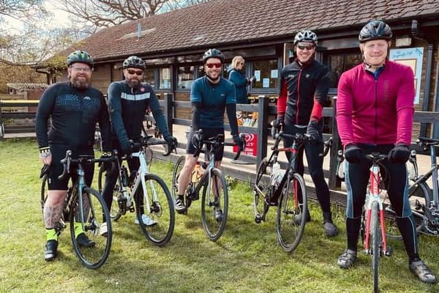 Five of the team that will be cycling from John O'Groats to Lands End for Crohn's and Colitis UK on a training ride
