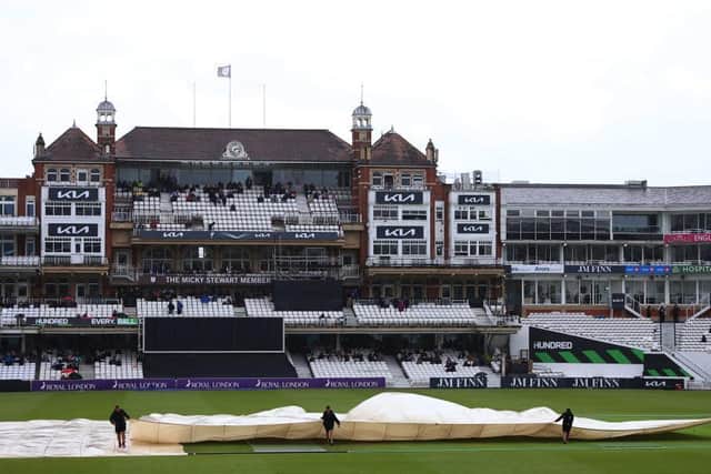The ground staff were kept busy at the Kia Oval, but the rain had the final say