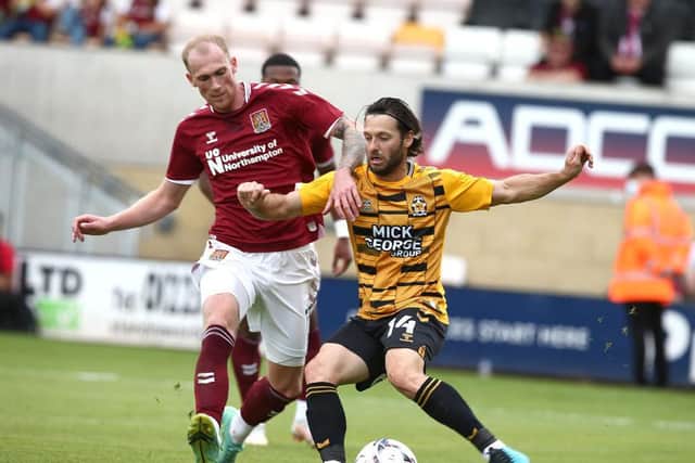Mitch Pinnock carried Town's biggest threat in the first-half at the Abbey. Pictures: Pete Norton.
