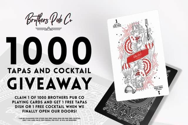 The brothers are giving away 1,000 free tapas and cocktails when they're open