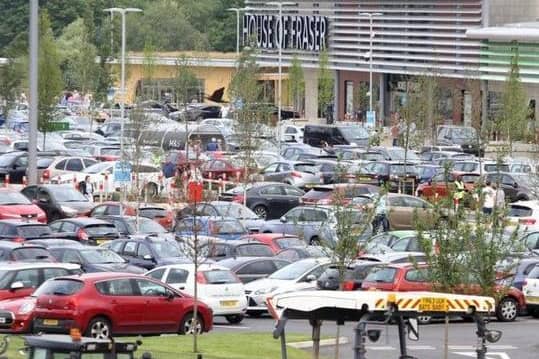Roadworks led to chaotic scenes as traffic queued to get in and out of Rushden Lakes on Saturday
