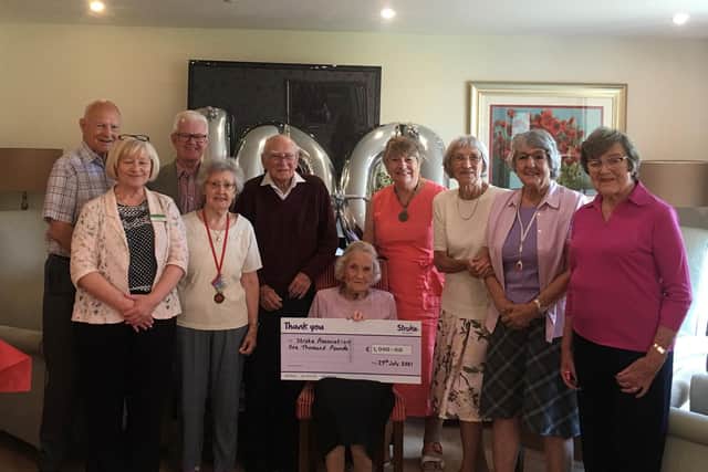Betty with friends celebrating her milestone birthday.