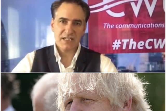 Peter Stefanovic (top) and Boris Johnson (bottom)