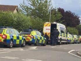 This is the picture the eye-witness took of police in West Oval, in King's Heath, at around 6.30pm tonight (Monday, August 9)