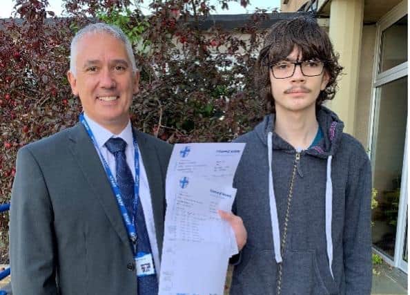Principal Simon Frazer with a Guilsborough student.