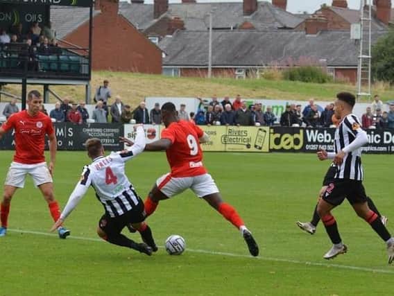 Action from Brackley Town's 1-0 win at Chorley on the opening day of the National League North season. Picture by Brian Martin