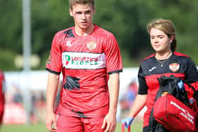 Max Dyche had the scars to show for the battle as he helped Kettering Town get off to a winning start at Latimer Park last weekend. Pictures by Peter Short