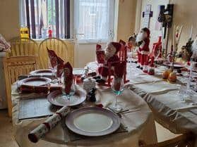 Maggie's table set up for the Christmas dinner, which was ruined.