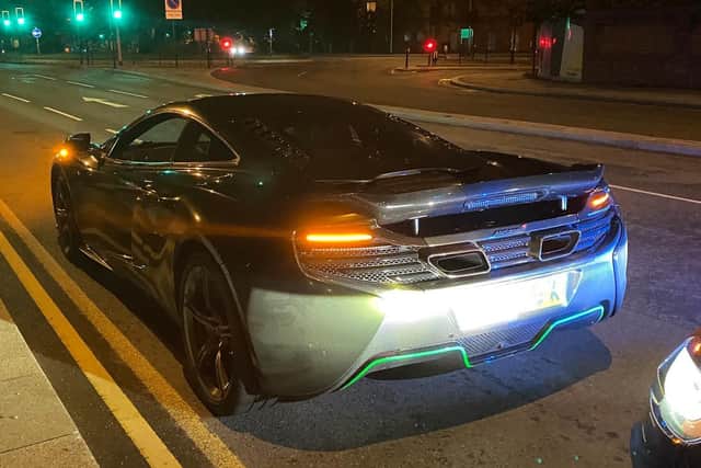 The McLaren MP4 was seen to be speeding through Northampton town centre. Credit: @Northantsdogs on Twitter