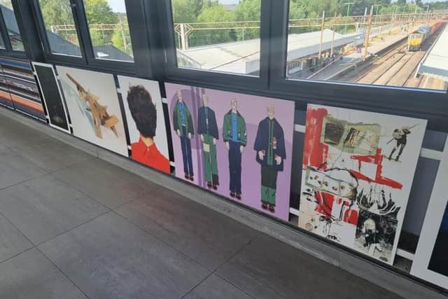 The artwork on display on the overbridge at Northampton Railway Station.