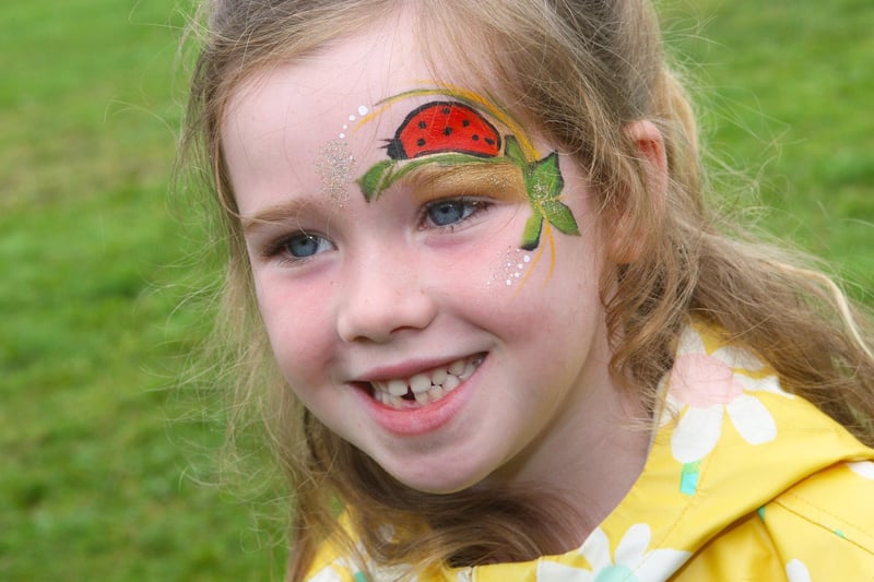 Isla Henley, four, with her nature-inspired face painting