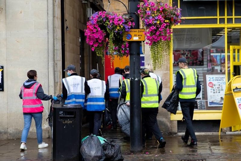 Litter pickers started in Market Square at 9am. Photo: Kirsty Edmonds