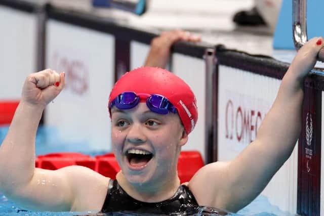 Northampton's Maisie Summers-Newton celebrates winning her gold medal