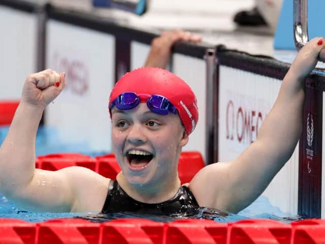 Northampton's Maisie Summers-Newton celebrates winning her gold medal
