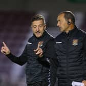 Jon Brady and Colin Calderwood on the touchline during Tuesday's cup tie. Picture: Pete Norton.
