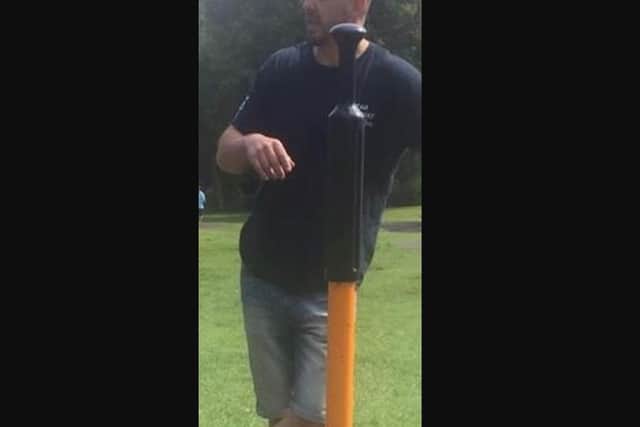 Police want to speak with this man in connection with the racially aggravated incident.