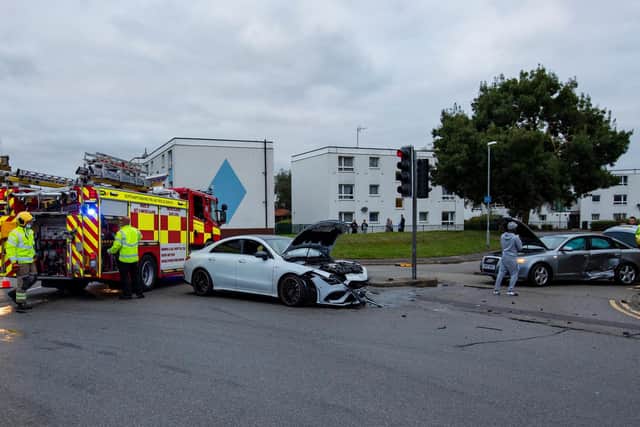 The two vehicle collision took place on St James' Road. Credit: Leila Coker