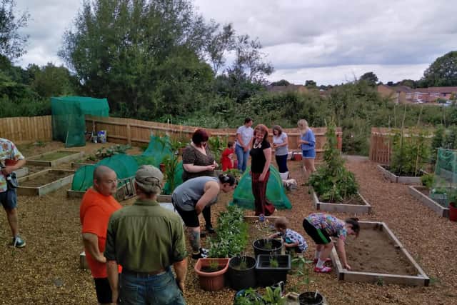 Residents enjoying the allotment.