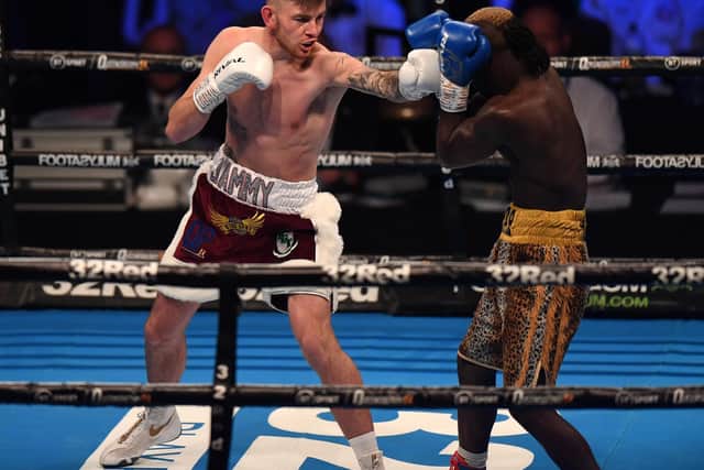 Northampton's Eithan James sported his new claret and white shorts in his win over Matar Sambou in Birmingham