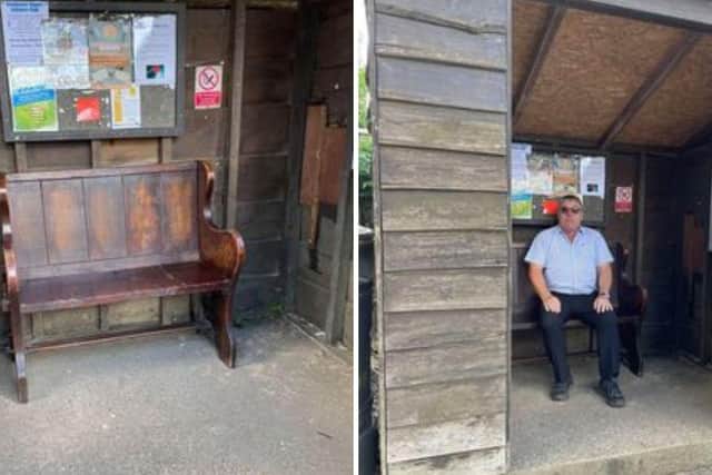 The revamped bus stop and hard worker, Vincent.