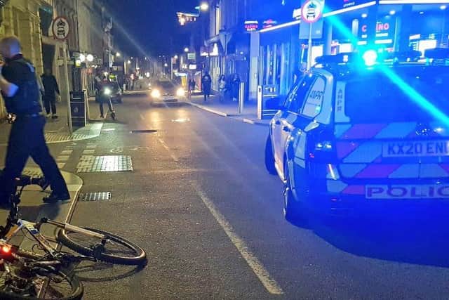 Police arrested five people in connection with an attack in Northampton town centre. Credit: @NptonPolice on Twitter