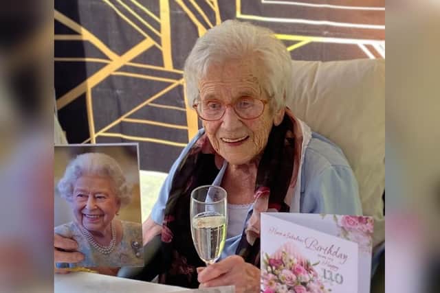 Joyce celebrates her 110th birthday after receiving a telegram from The Queen.