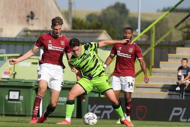 Jon Guthrie battles with Matty Stevens.