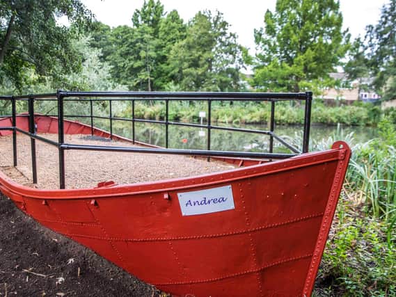The newly restored boat on Dragonfly Lake. Photo: Kirsty Edmonds.