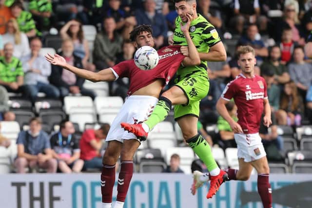 Kion Etete's shirt was constantly being pulled by opposition defenders.
