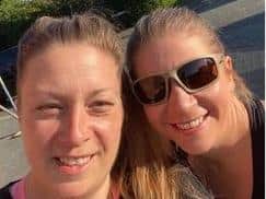 Amelia and her friend Carla on a training run ahead of the half marathon.