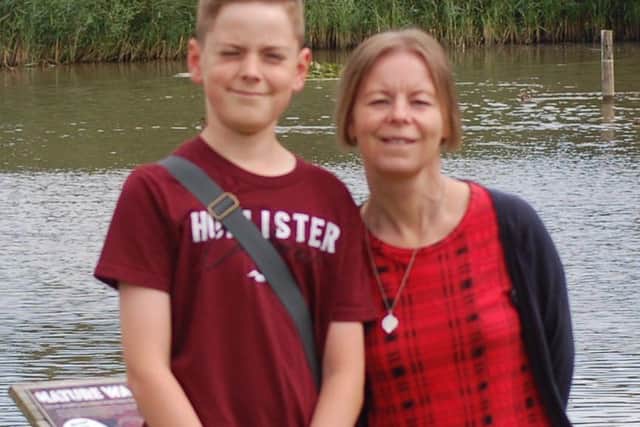 Jo Wootton with her 13-year-old son, Taylor